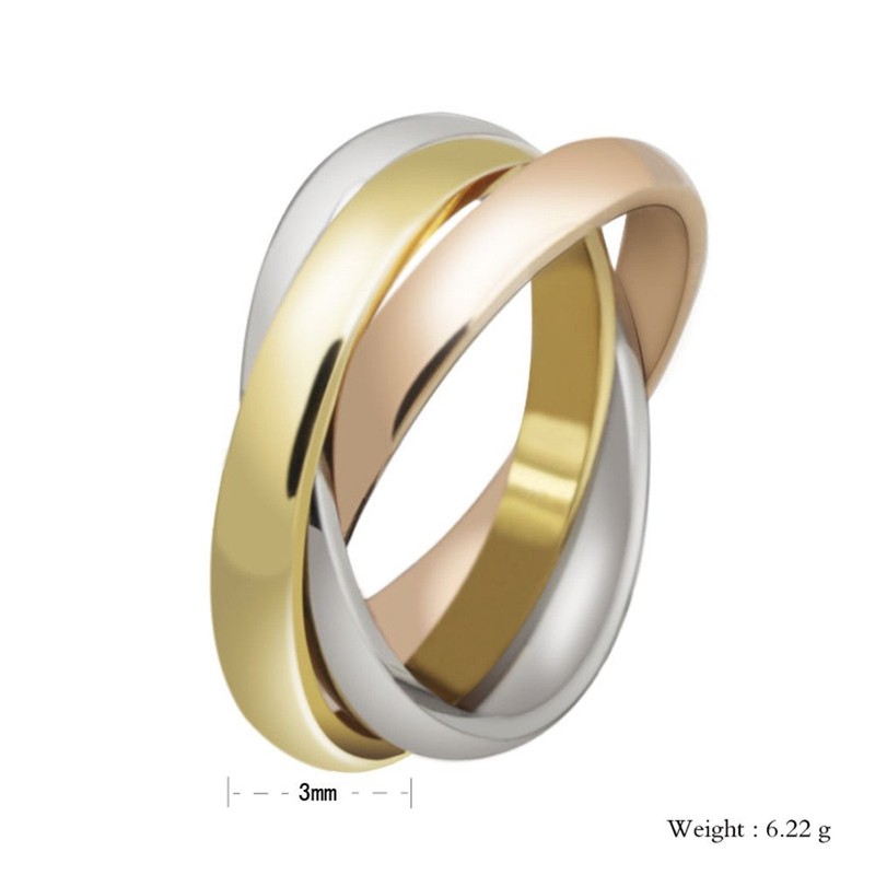 HIJONES Jewellery Womens Forever Love Series Stylish Tricyclic Tricolor Ring