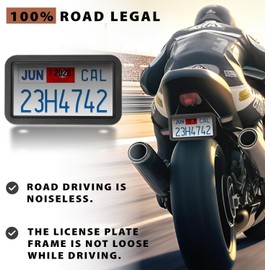 XCLPF Motorcycle Silicone License Plate Frames Motorbike License Plate Holder 4x7 inch Motorcycle Backing Plate Rust Proof, Rattle Proof(Black)