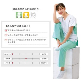 Nursery Stretch Scrubs, Not See-through, Medical, White Coat, Nursing, Women’s, Men's, White x Navy (white base),