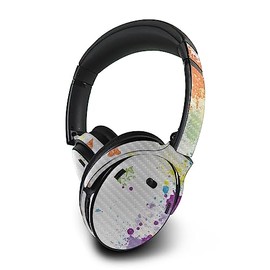MightySkins Carbon Fiber Skin Compatible with Bose QuietComfort 45 Headphones Splash of Color | Protective, Durable Textured Carbon Fiber Finish | Easy to Apply