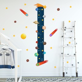 Growth Chart Wall Decals Space and Planets Solar System 33pcs - Kids and Stickers