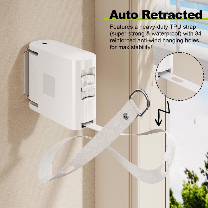 Magic Phoenix 13.9 ft TPU Retractable Clothesline for Indoor & Outdoor