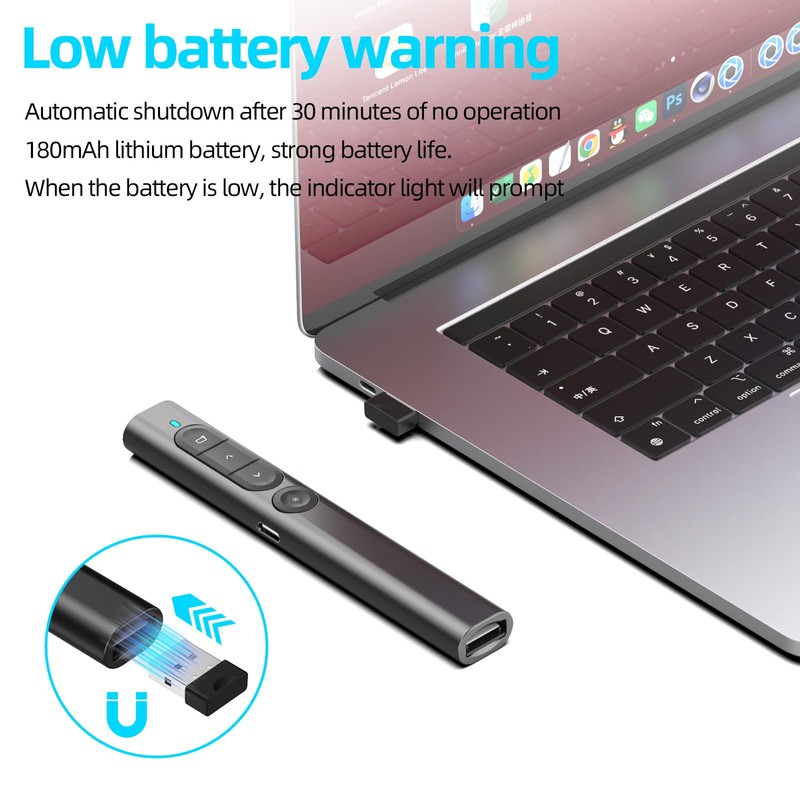 MOXYOY Presentation Clickers, Clicker for Powerpoint, Wireless Rechargerable Presenter Remote,
