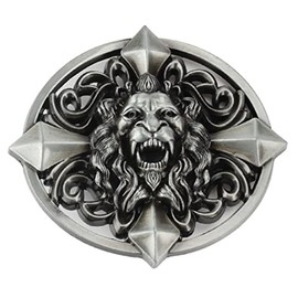 Longcreek Silver Celtic Knot Lion Belt Buckle, 9.4 × 8.4cm, Fits 1.5" Belts, Mixed Historical/Modern Style, Accessory, BUCKLE