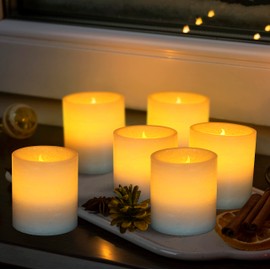 Furora LIGHTING Blue Real Wax LED Votive Tealight Candles Pack of 6, Flameless Flickering Candles for Delicate Home Décor, 1.95’’(W) x 2.17’’(H), Batteries Included