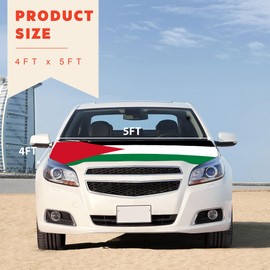 Palestine Flag for Car Hood Cover 4X5Ft/120X150CM Hood Flag Car Flag for World Cup Vehicles Decorate Accessories Fits Coupe Saloon SUV MPV