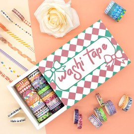 Forwaarss 48 Rolls Washi Tape Set - 8mm Wide, Colorful Flower Style Design, Decorative Masking Tape for DIY Craft Scrapbooking Gift Wrapping