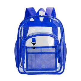MQACPUPY Large Clear Bookbag -Heavy Duty Transparent Backpack for Stadium Events&Work-Bag for Men&Women(blue)