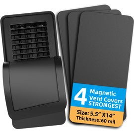 Magnetic Vent Covers (4-Pack) for Complete Sealing of Residential Standard Floor Vent Covers 5.5" X 14" for Floor Wall and Ceiling Vent Covers RV Residential HVAC and Air Conditioning Vents Black