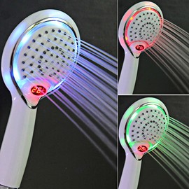 GuDoQi LED Duschbrause, Duschkopf Mit 3 Farben Farbwechsel Temperaturregelung