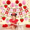 Funrous 17 Pcs Strawberry Party Decorations Set Strawberry Birthday Paper