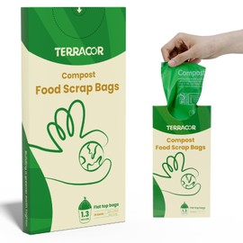 TERRACOR 1.3 Gallon Compostable Trash Bags, 35 Bags Compost Bags for Countertop Bin, BPI Certified and Meet The ASTM D6400 Standard，Compostable Trash Bags in Dispenser Packs