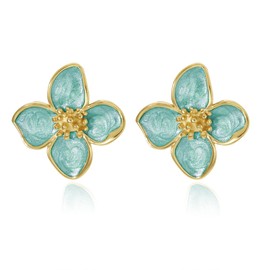 Blue Flower Earrings Unique Spring Earrings for Women Big Petal Statement Flower Jewelry Gift (Aquamarine)