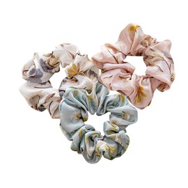 [SEISEI] Japanese Style Scrunchie Simple Women's Girls Hair Elastic Black Cute Scrunchie Hair Accessory Large Hair Closure Scrunchie Set, Beautiful, Adult, Elegant, Wedding, 3/4/5/6/7 Piece Set, 3-piece set (Refreshing Series)