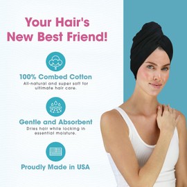 Anti Frizz Premium Cotton Hair Towel Enhances Healthy Natural Hair - Plop Wrap Scrunch Curly Wavy or Straight Hair -All Hair Types