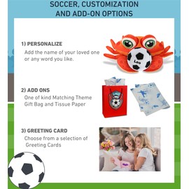 DolliBu Plush Buddies Red Crab Stuffed Animal with Soccer Ball Plush - Fluffy and Huggable Crab Playtime Toy, Cute Ocean Gift Doll, Super Soft Stuffed Doll Animal Toy for Kids, Adults - 10 Inches