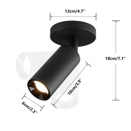 KCO Lighting LED Track Lighting Heads Matte Black Ceiling Mount Spotlight Adjustable Tilt Angle Track Lighting Fixture