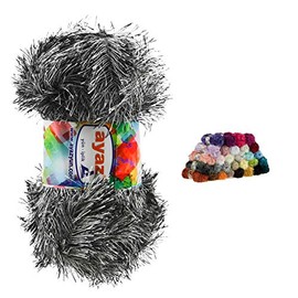 maDDma Yumos 100g Black White Polyester Fringe Knitting Yarn Yarn