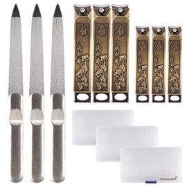 Brass Nail Clippers Set - 4pc Nail Care Set - Chrysanthemum Detailing - 3 Sets