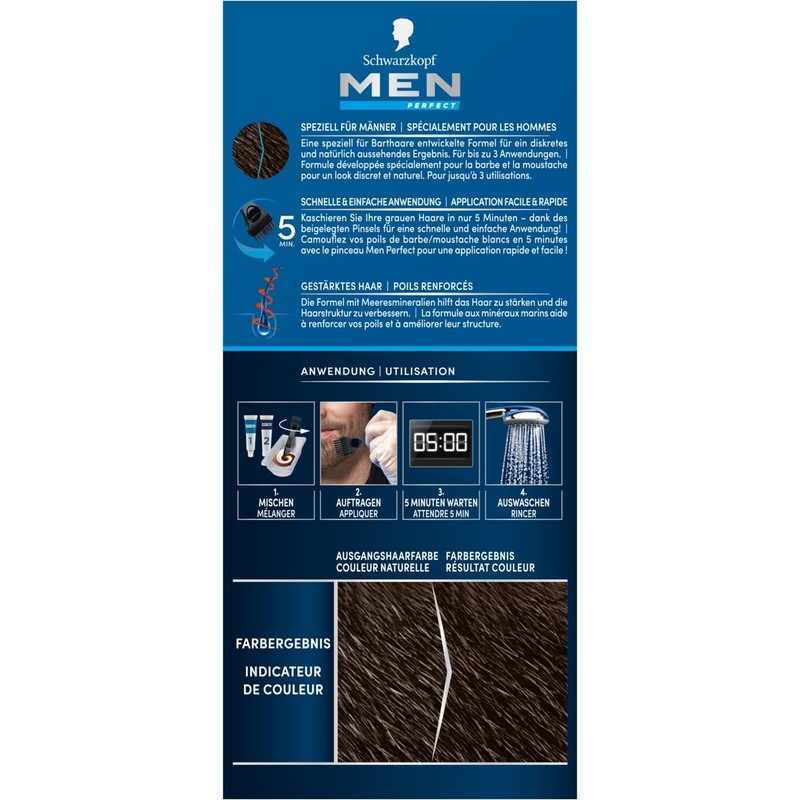 Schwarzkopf Men Perfect Beard Colouration 80 Natural Black/Brown Level 2