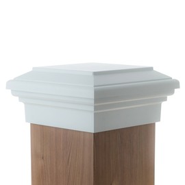 8x8 Post Cap White Flat Newel (fits Actual 8" Post) for Rough Cedar or Vinyl Wrapped Post. Outdoor Fences, Decks, Mailboxes, by Atlanta Post Caps. Also Available in 7.5" for Pressure Treated Post.