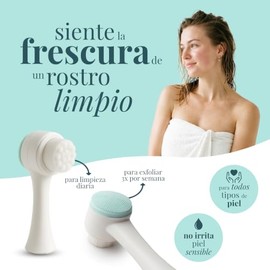 Cepillo Facial Limpiador de Doble Cara: Cerdas Suaves de Silicón para Limpieza Profunda de Poros, Exfoliación y Masaje – Todos Tipos de Piel
