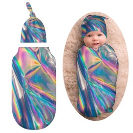 Holographic Designs Newborn Baby Swaddle Blanket with Beanie Hat Baby Receiving Blanket Soft Baby Sleep Sack Baby Wraps Blankets Gifts for Boys Girls Infant