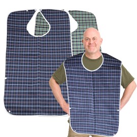 REBECASKYENS Washable Bibs Adult Reusable Adult Eating Bibs for Men Women Waterproof Bibs for Adults, Elderly and Disabled People, blue, green, M
