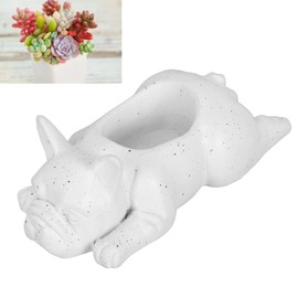 Dog Planter, Succulent Planter Pot French Bulldog Shape Hand Crafted Cute for Holiday Exhibition for Home (Small 13.5x18.5cm)