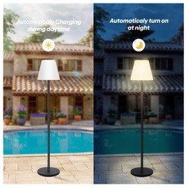 Gewiny Outdoor Floor Lamp Solar Powered Outdoor Lamps for Patio Waterproof,Rechargeable Indoor Cordless Floor Lamp with Light Sensor,Dimmable Warm White+RGB LED Outdoor Lamp for Lawn,Pool,Garden.