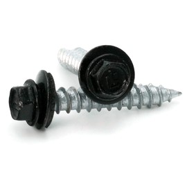 Hex Washer Head Mechanical Galvanized Roofing Screws Black Finish - #14 x 1" Qty 25