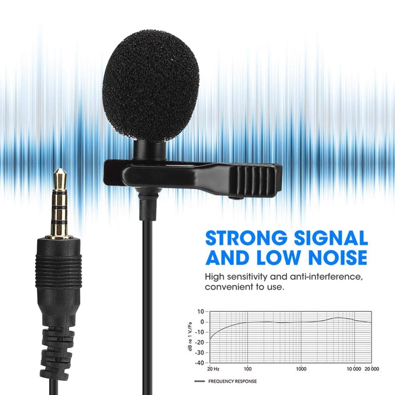 ASHATA -Plug Lavalier Microphone Clip On Omnidirectional 3.5mm Jack Condenser