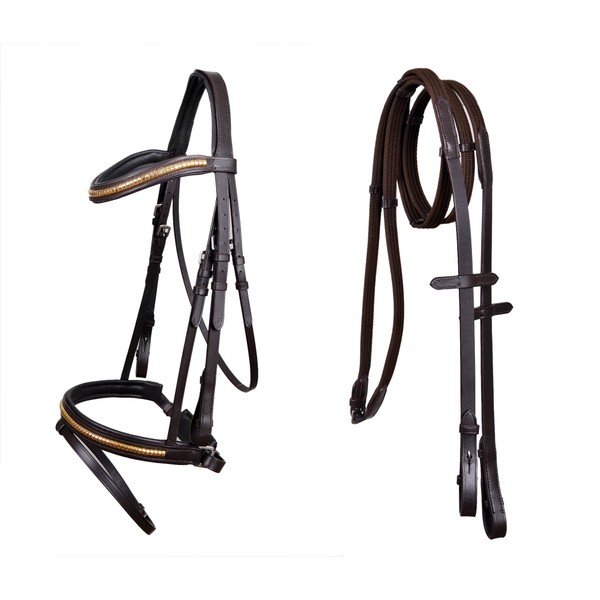CHALLENGER Horse English All-Purpose Trail Pleasure Padded Leather Crystal Browband