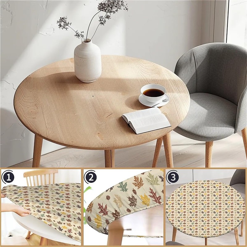 Outdoor Round Tablecloth with Elastic Band, Diameter 90 cm, Elastic
