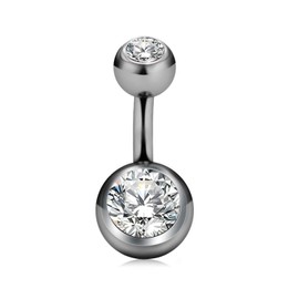 Cizme Titanium Belly Button Piercing 6 mm with Crystal 14G Short Piercing Navel Piercing, Titanium