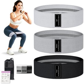 Janety Ligas de Resistencia para Ejercicio Set de 3 Niveles, Bandas de Tela Antideslizantes para Glúteos y Piernas, Entrenamiento Fitness en Casa, Gimnasio y Viaje