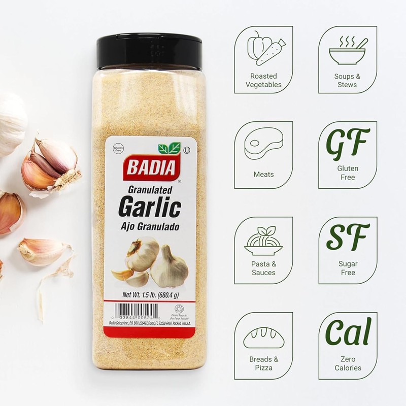 Badia Granulated Garlic, 1.5 lbs – Premium Ground Garlic –