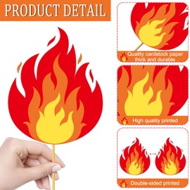 12Pcs Fire Flame Centerpiece Sticks Flame Theme Centerpieces for Table Fire Flame Birthday Party Decorations for Firefighter Birthday Fire Truck Theme Party Supplies