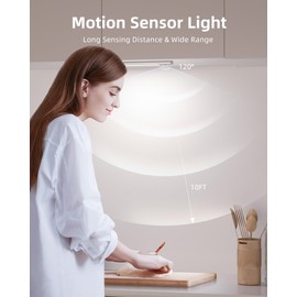 EZVALO Under Cabinet Lights, 80 LED Motion Sensor Closet Lights 3 Color Temps, 1900mAh Rechargeable Under Cabinet Lighting Wireless, Dimmable Under Counter Lights for Kitchen, Wardrobe (1 Pack)