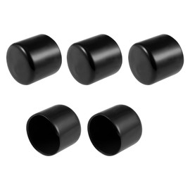 sourcing map 5pcs Screw Thread Protectors 32mm ID Round End Cap Black Tube Caps