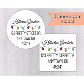 Christmas Round Address Stickers, Christmas Round Address Labels (#202-WH)