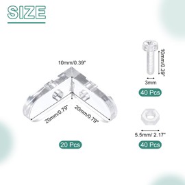 uxcell 20 Set Acrylic Corner Bracket, L-Shaped Corner Connector Joint Hanger Brace Brackets Transparent w/Screw for DIY Display Box