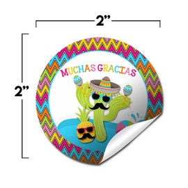 Tropical Fiesta Pool Party Thank You Sticker Labels, 40 2" Party Circle Stickers by AmandaCreation, Great for Party Favors, Envelope Seals & Goodie Bags
