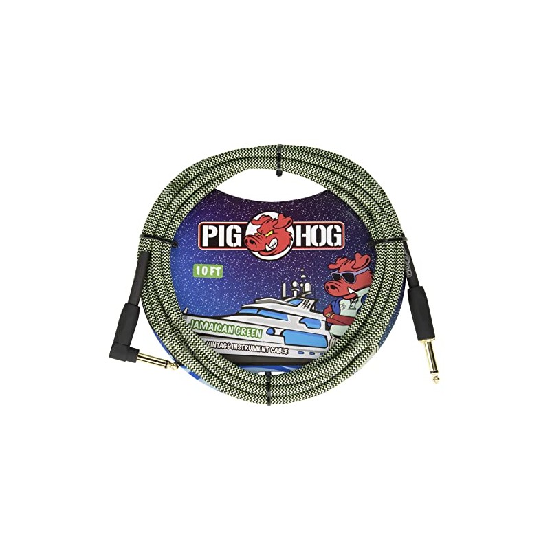 Pig Hog Vintage Series Instrument Cable, Jamaican Green, 3 m/10