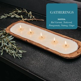 TLC Candle Co. 5-Wick Hand-Carved Wooden Dough Bowl Soy Candles - All-Natural Fragrance, Non-Toxic, Reusable - Gift or Me Time Provider favorite holiday big fall centerpiece high end soywax scented:_Gatherings