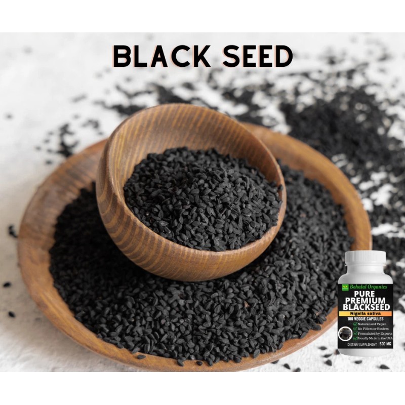 Behalal Organics Black Seed Nigella Sativa 500mg Vegan Capsules 100
