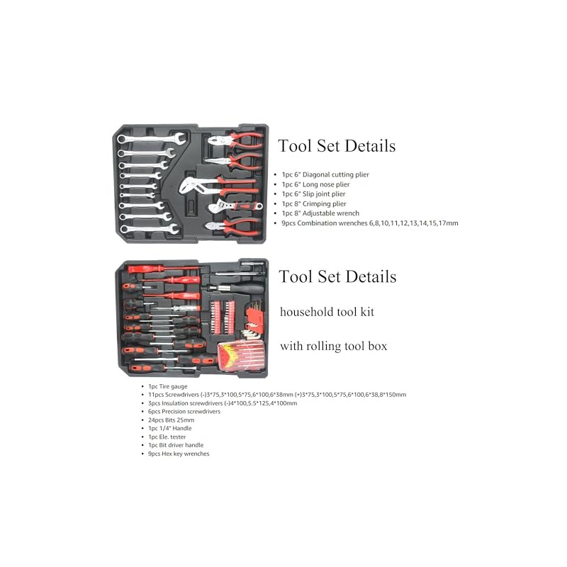 Campfun 899PCS Tool Set, Household Tool Kit with Rolling Tool