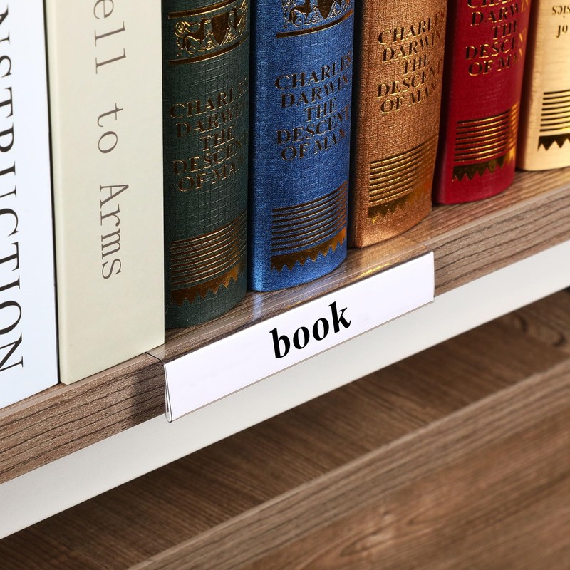Containlol 100 Pieces Moveable Shelf Label Holders Clear Shelf Moveable