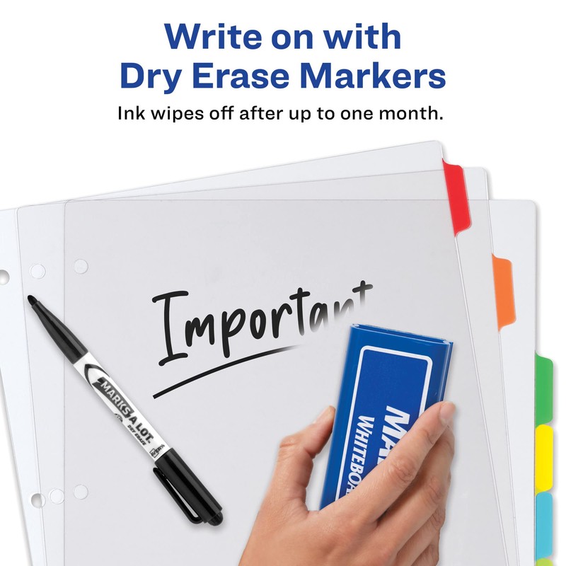 AVERY Clear Easy View Durable Plastic Dividers, 8 Tabs (16741),Multicolor