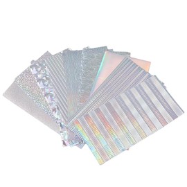 SUPERFINDINGS 18Pcs 9 Styles Reflective Silver Fishing Lure Stickers Holographic Fish Scales Lure Tape Waterproof and Adhesive Film Flash Lure for Lures DIY Flash Fishing Lure Tapes